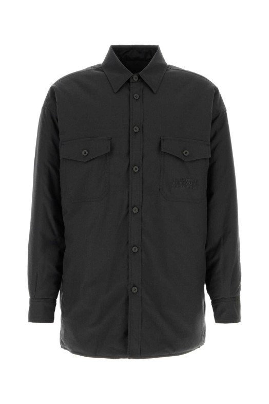 Двусторонняя рубашка из графитового хлопка и шерсти MM6 MAISON MARGIELA (SH0DT0045MTN193)