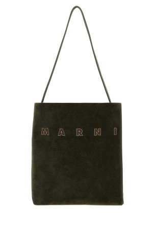 Bottle green suede small Museo shoulder bag MARNI (SHMP0111U3P9267)