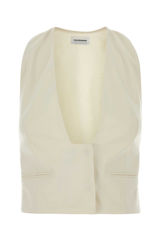 Ivory stretch gabardine vest Beige THE ANDAMANE (T180913ATNW050)