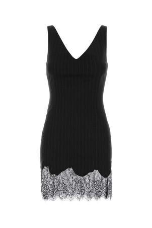 Embroidered twill Tori mini dress White/Black THE ANDAMANE (T200105ATNW069)