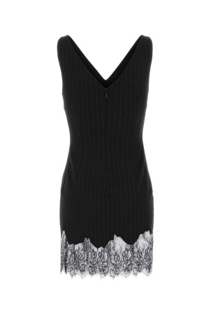 Embroidered twill Tori mini dress White/Black THE ANDAMANE (T200105ATNW069)
