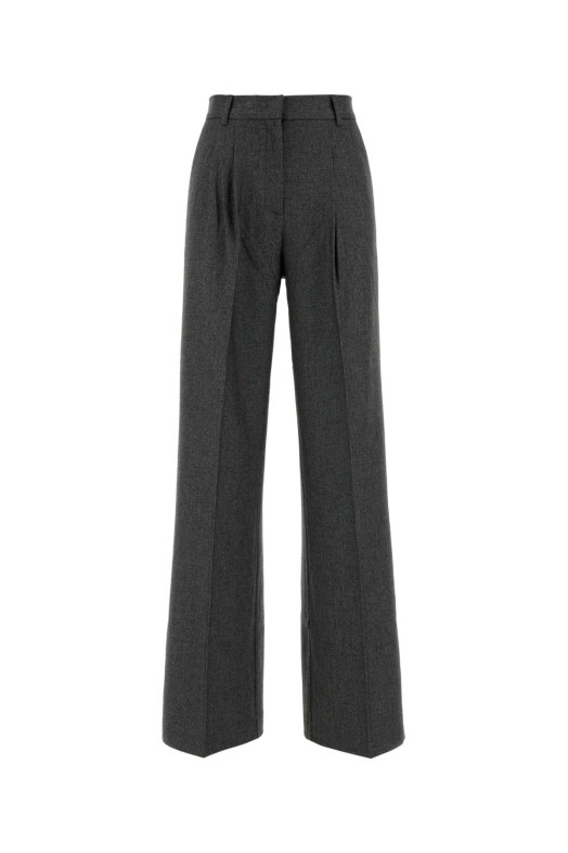 Dark grey twill wide-leg Nathalie pant Black-grey THE ANDAMANE (T200409BTNP269)