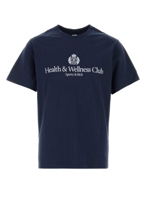 Navy blue cotton t-shirt SPORTY & RICH (TO119710241BL106)