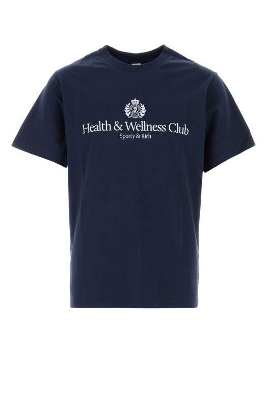 Navy blue cotton t-shirt SPORTY & RICH (TO119710241BL106)