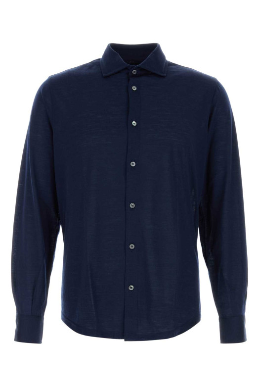 Navy blue wool shirt FEDELI (TU000603)