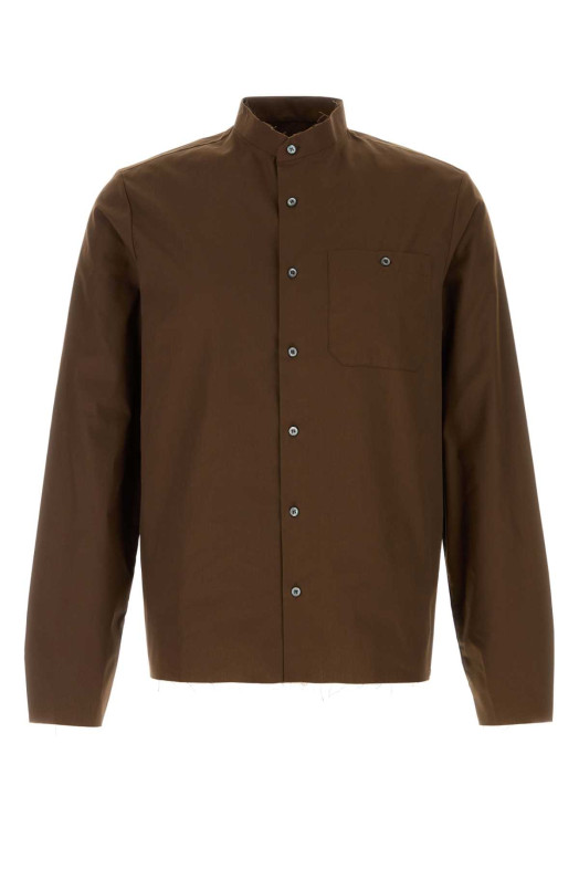 Brown poplin shirt PRADA (UCN641SWMO17DG)