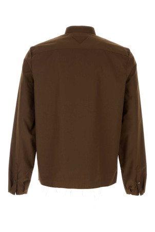 Brown poplin shirt PRADA (UCN641SWMO17DG)