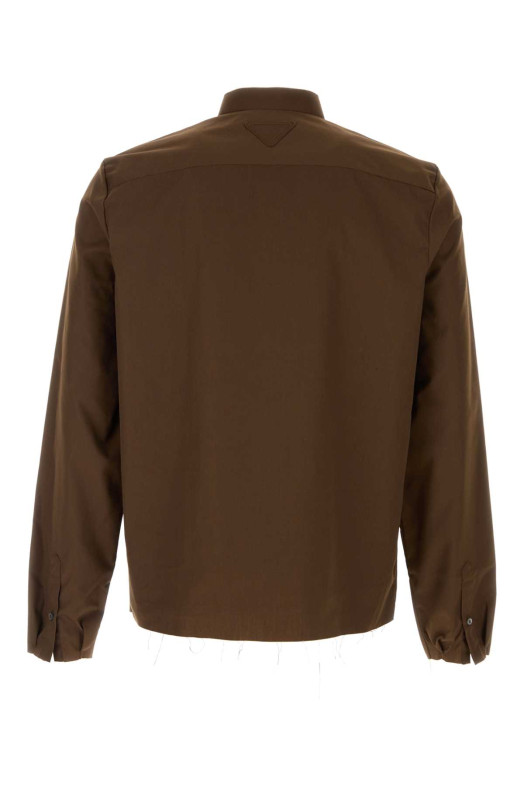 Brown poplin shirt PRADA (UCN641SWMO17DG)