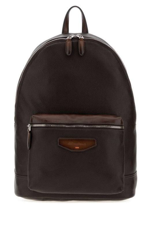 Dark brown leather backpack SANTONI (UIBBA3131TRAPMN)