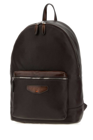 Dark brown leather backpack SANTONI (UIBBA3131TRAPMN)