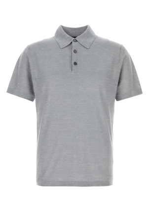 Melange grey cashmere blend polo shirt BRIONI (UMR20OPDK14)