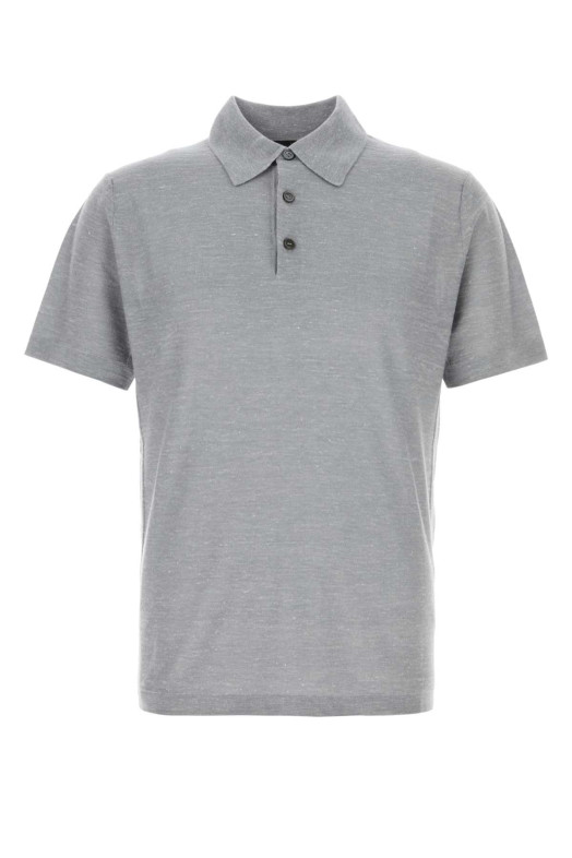 Melange grey cashmere blend polo shirt BRIONI (UMR20OPDK14)