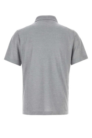 Melange grey cashmere blend polo shirt BRIONI (UMR20OPDK14)