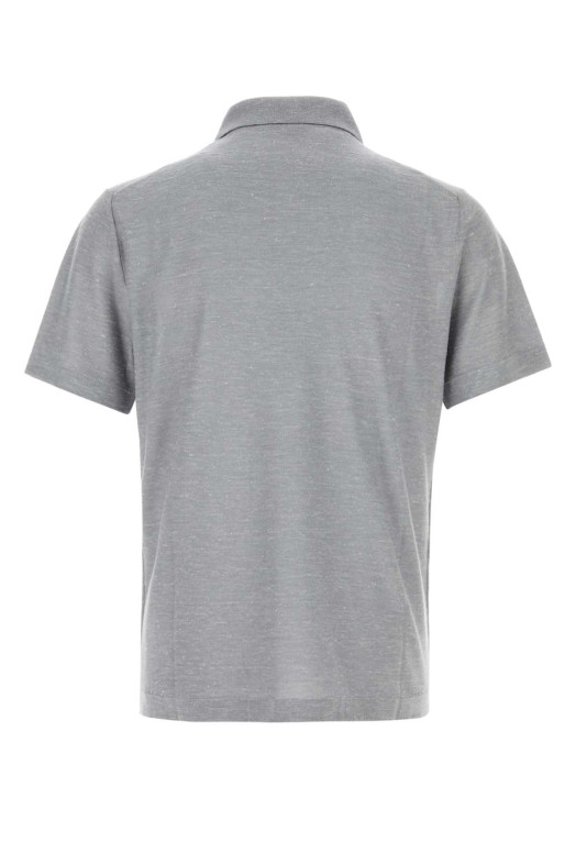 Melange grey cashmere blend polo shirt BRIONI (UMR20OPDK14)