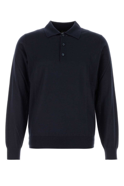 Midnight blue cashmere blend polo shirt BRIONI (UMR30LP1K82)