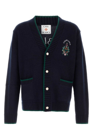 Navy blue wool blend cardigan CASABLANCA (UPF26KW142901)