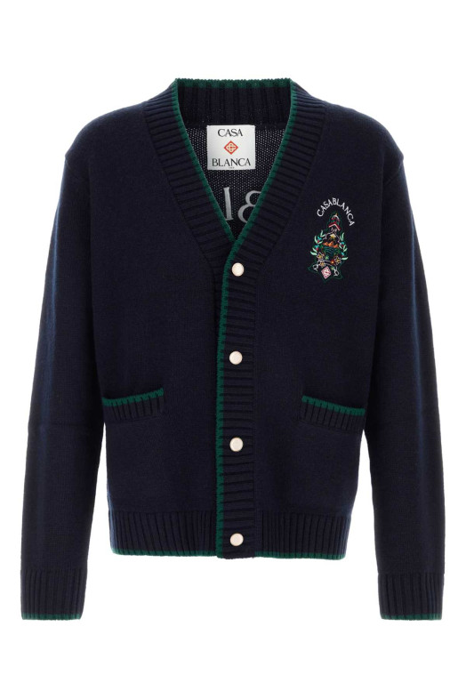 Navy blue wool blend cardigan CASABLANCA (UPF26KW142901)