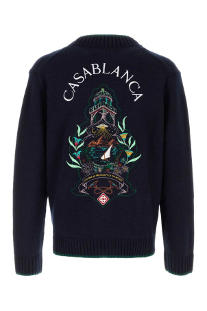 Navy blue wool blend cardigan CASABLANCA (UPF26KW142901)