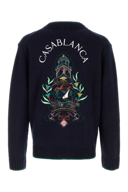 Navy blue wool blend cardigan CASABLANCA (UPF26KW142901)