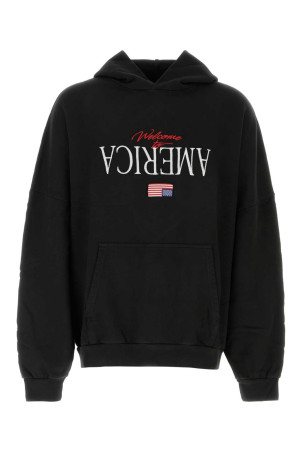Black cotton oversize Welcome to America sweatshirt WILLY CHAVARRIA (WCJSY0241)