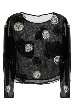 Black crepe Brooch top Black BODE (WRS26SH018)