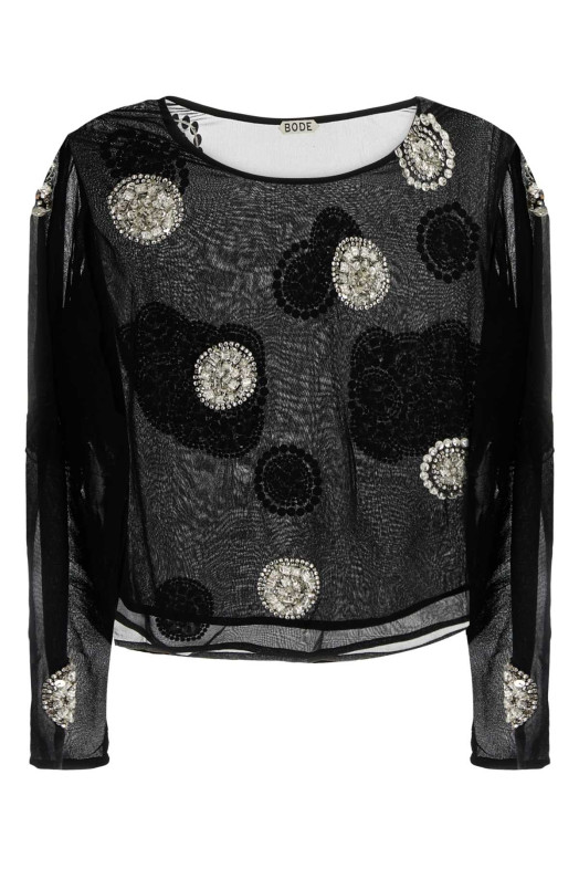 Black crepe Brooch top Black BODE (WRS26SH018)