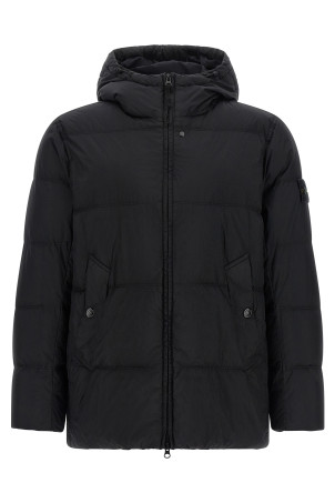 Crinkled-effect down jacket Black