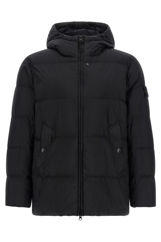 Пуховик с эффектом гофрированной ткани, черный STONE ISLAND L2S154100037S0A23V0029