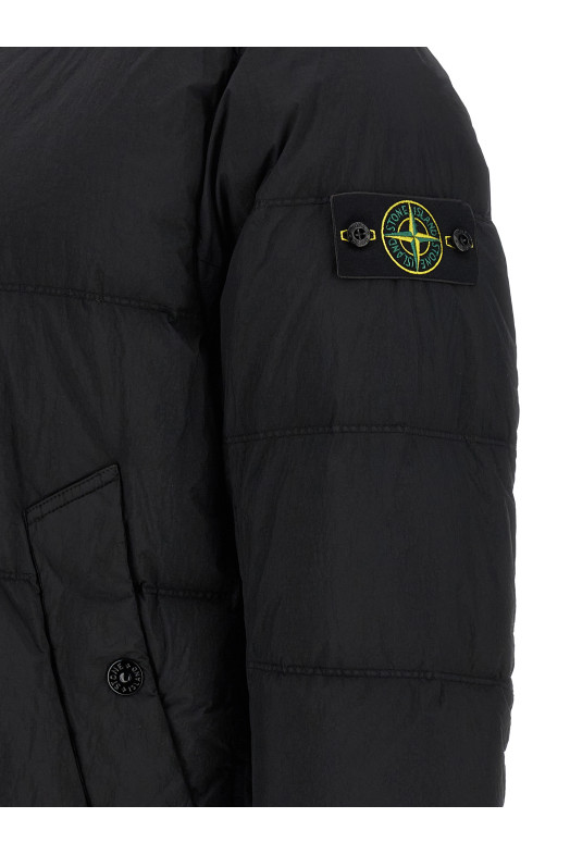 Пуховик с эффектом гофрированной ткани, черный STONE ISLAND L2S154100037S0A23V0029