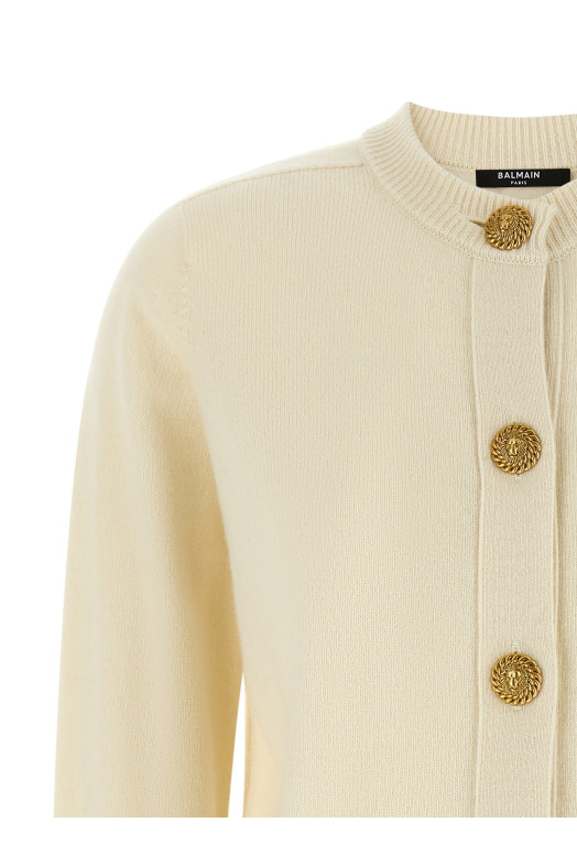 Кардиган из эко-кашемира, белый BALMAIN HF1KL917KI870KA