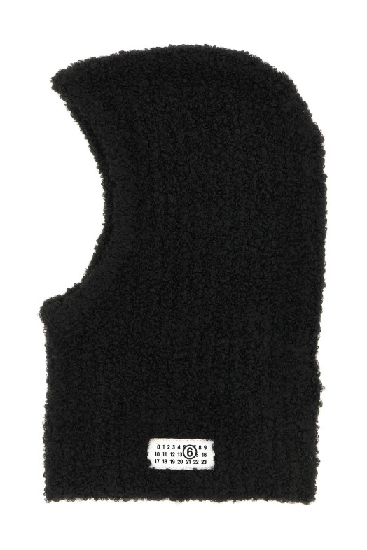 Балаклава из букле с логотипом, черная MM6 MAISON MARGIELA S62TB0010M13342900