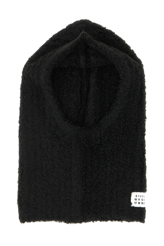 Балаклава из букле с логотипом, черная MM6 MAISON MARGIELA S62TB0010M13342900