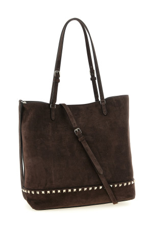 'Rockstud Medium' suede shoulder bag Brown