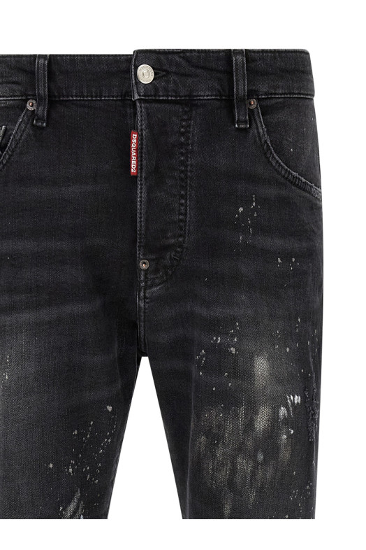 Джинси з ефектом розбризкування фарби, чорні DSQUARED2 S74LB1972D30046900