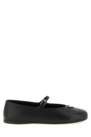 Triangle logo nappa ballet flats  Black