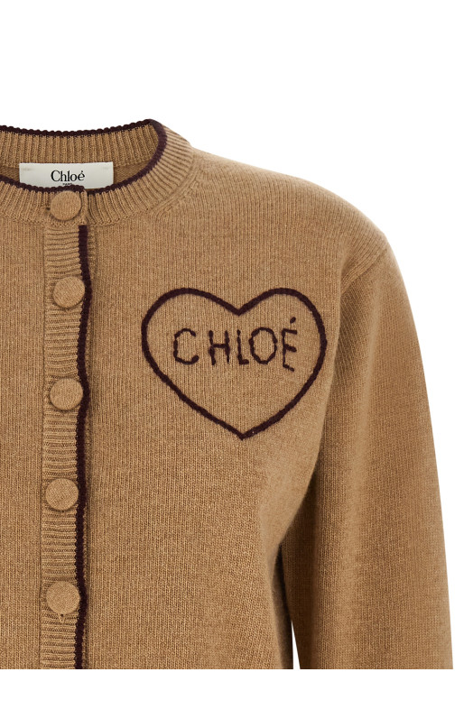 Кардиган с интарсией в виде сердечка, бежевый CHLOÉ CH26AMC15710218