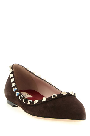 Valentino Garavani 'Rockstud' ballet flats Brown
