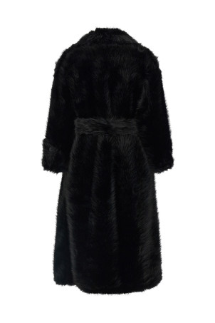'Jackie' eco-fur trench coat Black