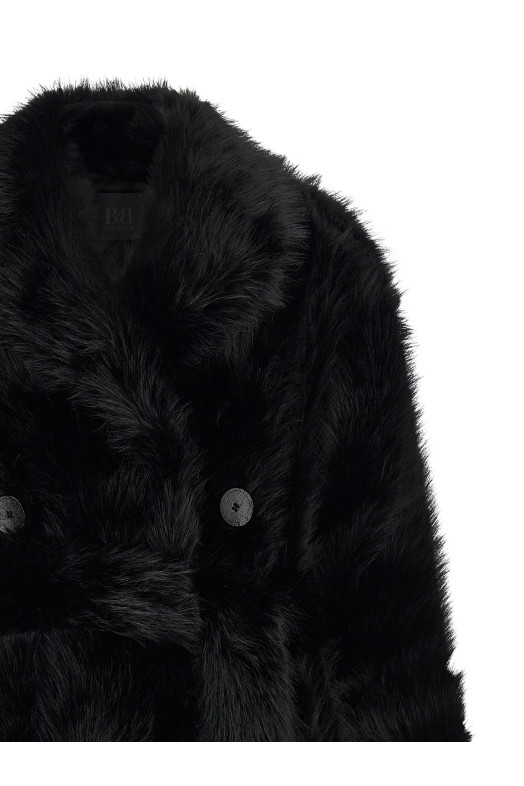 'Jackie' eco-fur trench coat Black