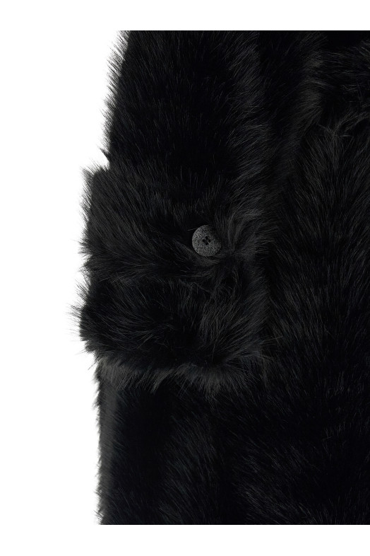 'Jackie' eco-fur trench coat Black