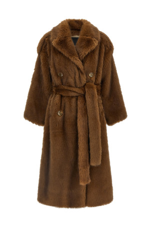 'Farrah' eco-fur coat Brown
