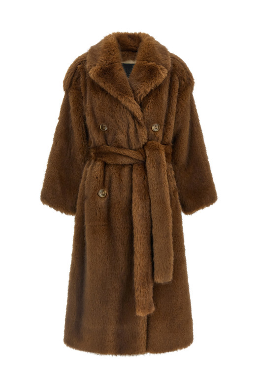'Farrah' eco-fur coat Brown