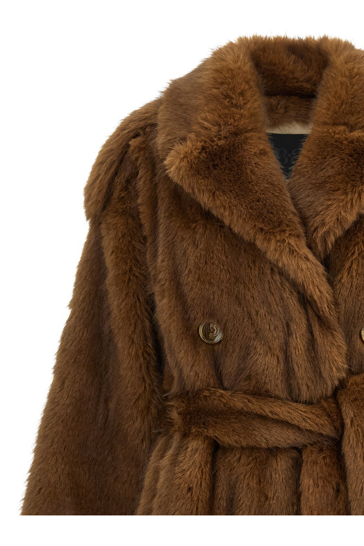 'Farrah' eco-fur coat Brown