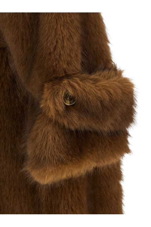 'Farrah' eco-fur coat Brown