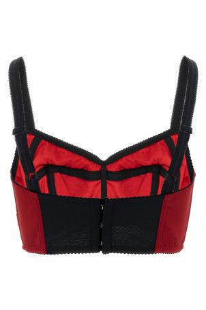 Bustier top with stitching Red