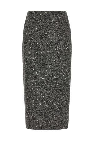 Valentino Garavani Chevron Bouclé skirt Black-grey