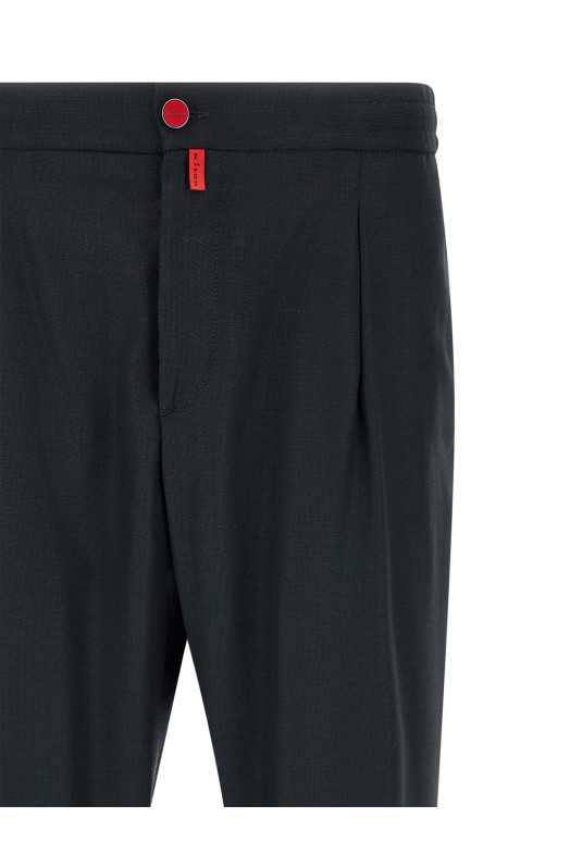 Red button pants Blue