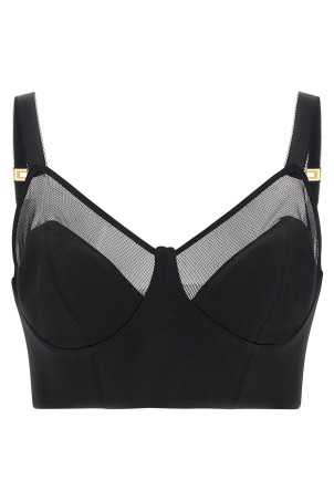 Cool wool and tulle top Black