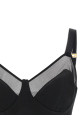 Cool wool and tulle top Black