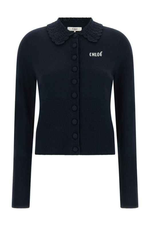 Collared cardigan Blue